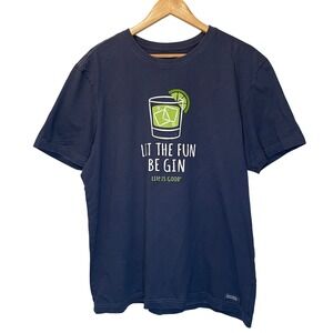Life Is Good Mens Crusher Tee Let The Fun Be Gin Cocktail Graphic T Shirt Large